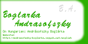 boglarka andrasofszky business card